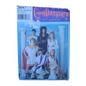 Simplicity Sewing Pattern 3647 Roman Greek Costume Teen Adult UNCUT Discontinued
